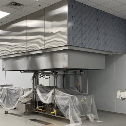 Commercial kitchen ventilation hood installation